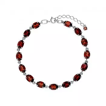 Серебряный браслет с гранатами природными