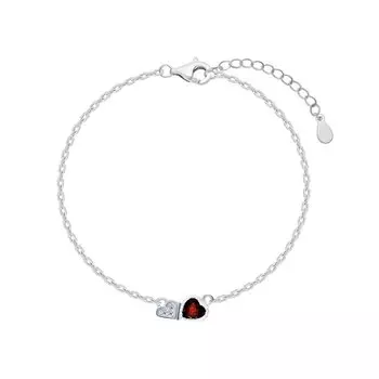 Серебряный браслет с гранатом и фианитами