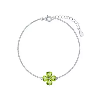 Серебряный браслет с хризолитами природными