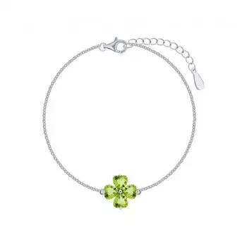 Серебряный браслет с хризолитами природными