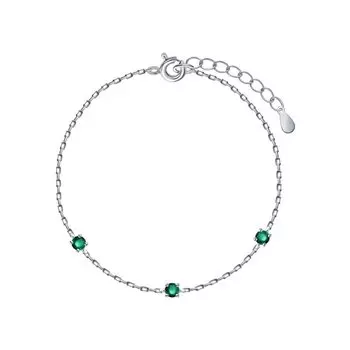 Серебряный браслет с изумрудами природными