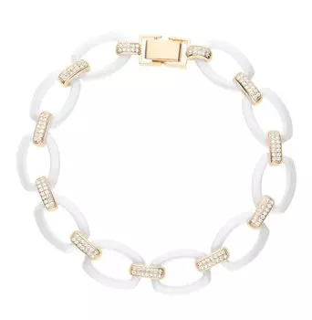 Серебряный браслет с керамикой и фианитами