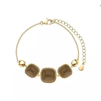 Серебряный браслет с кварцами дымчатыми природными