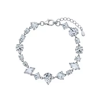 Серебряный браслет с кварцами природными