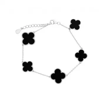 Серебряный браслет с ониксом природным