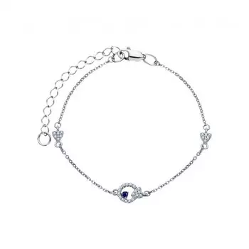 Серебряный браслет с природным сапфиром и фианитами