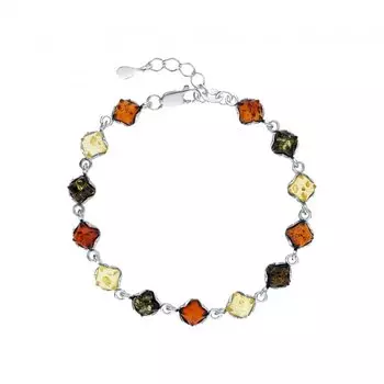 Серебряный браслет с янтарем природным