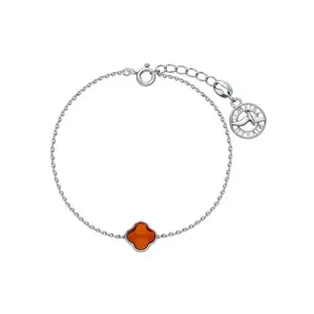 Серебряный браслет с янтарем природным