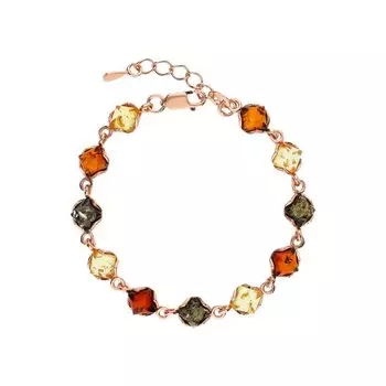 Серебряный браслет с янтарем природным