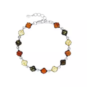 Серебряный браслет с янтарем природным