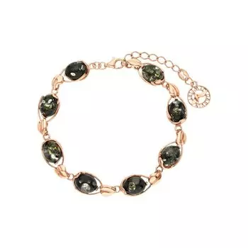 Серебряный браслет с янтарями природными