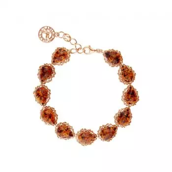 Серебряный браслет с янтарями природными