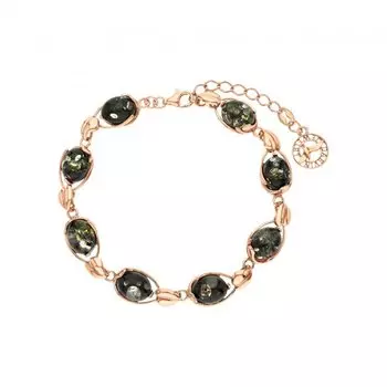 Серебряный браслет с янтарями природными