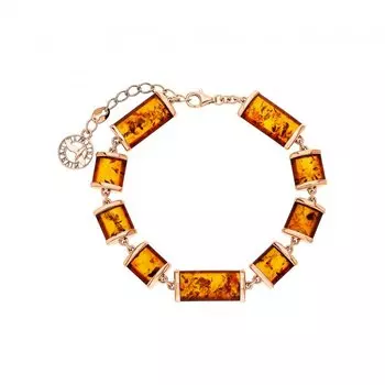 Серебряный браслет с янтарями природными