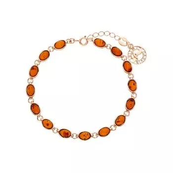 Серебряный браслет с янтарями природными