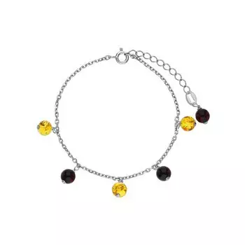 Серебряный браслет с янтарями природными