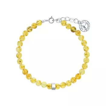 Серебряный браслет с янтарями природными