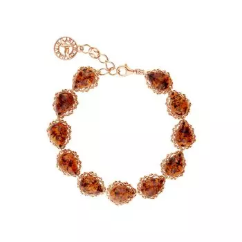 Серебряный браслет с янтарями природными