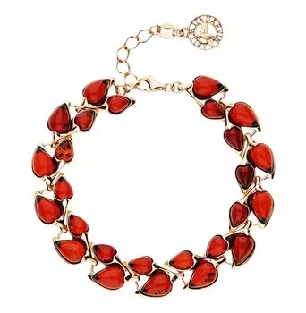 Серебряный браслет с янтарями природными