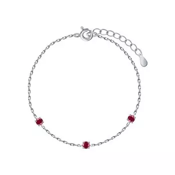 Серебряный браслет с рубинами природными