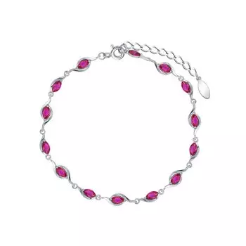 Серебряный браслет с рубинами выращенными