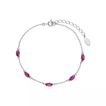 Серебряный браслет с рубинами выращенными
