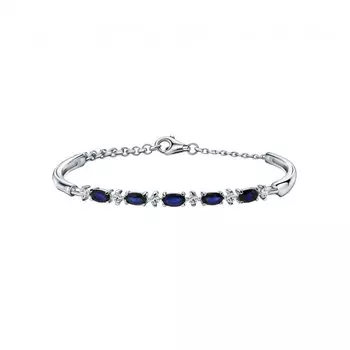 Серебряный браслет с сапфирами и фианитами