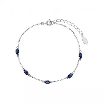 Серебряный браслет с сапфирами выращенными