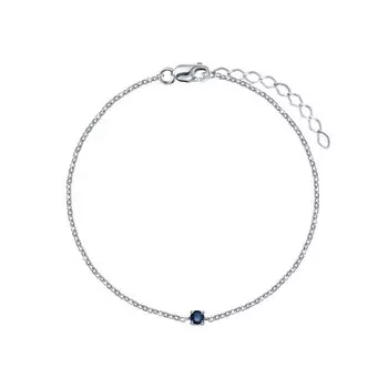 Серебряный браслет с сапфиром природным