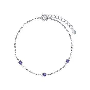 Серебряный браслет с танзанитами природными