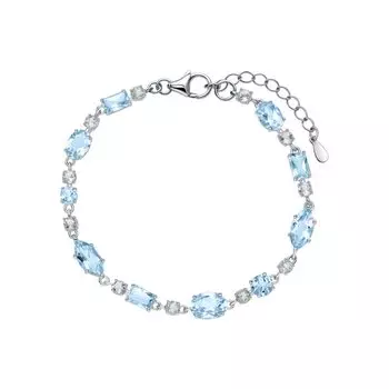 Серебряный браслет с топазами природными и аметистами природными