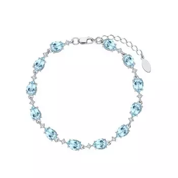 Серебряный браслет с топазами природными и фианитами