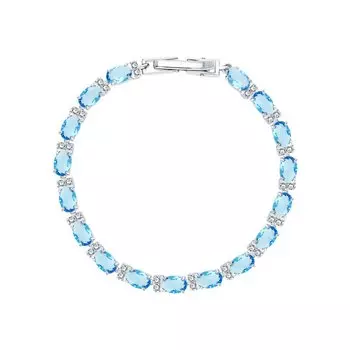 Серебряный браслет с ювелирным кристаллом топаз свисс и фианитами