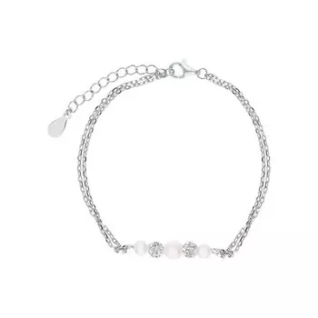 Серебряный браслет с жемчугом природным и ювелирными кристаллами