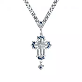 Серебряный крест-подвеска с фианитами