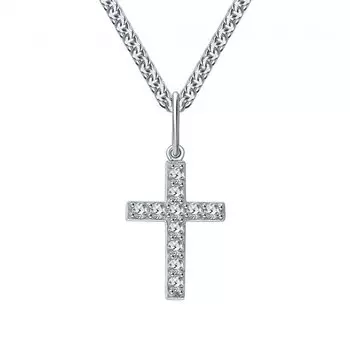 Серебряный крест-подвеска с фианитами