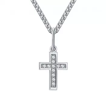 Серебряный крест-подвеска с фианитами