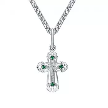 Серебряный крест-подвеска с фианитами