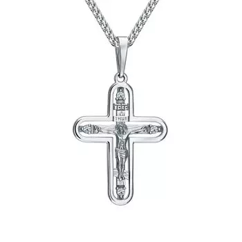 Серебряный крест-подвеска с фианитами