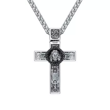 Серебряный крест-подвеска с фианитами