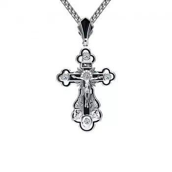 Серебряный крест-подвеска с фианитами