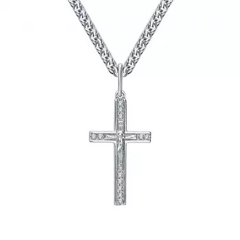 Серебряный крест-подвеска с фианитами