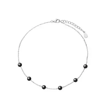 Серебряный ножной браслет с ониксом