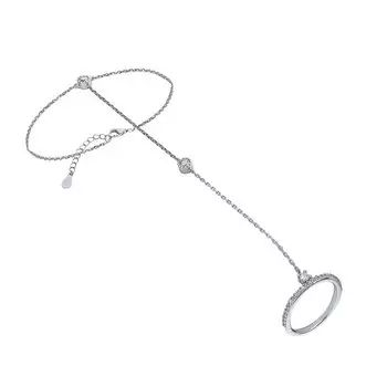 Серебряный слейв-браслет с фианитами