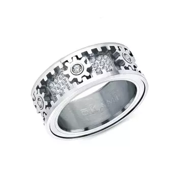 Стальное кольцо с фианитами