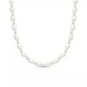 Стальное шейное украшение с жемчугом