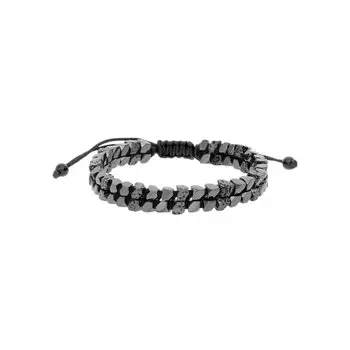 Стальной браслет с гематитом и лавовым камнем