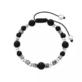 Стальной браслет с лавовым камнем и агатом природным