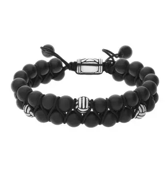 Стальной браслет с ониксом природным