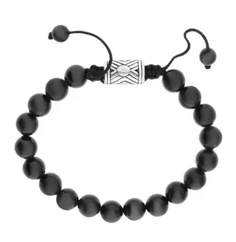 Стальной браслет с ониксом природным